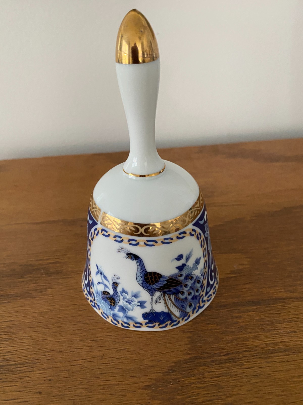 Vintage Royal Blue With Gold Trimmed Peacock Collectors Bell Made In Japan