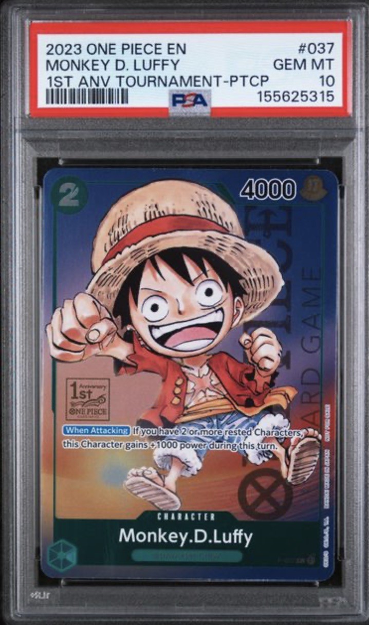One Piece Monkey D Luffy 1st Anniversary Tournament P-037 PSA 10 Gem Mint