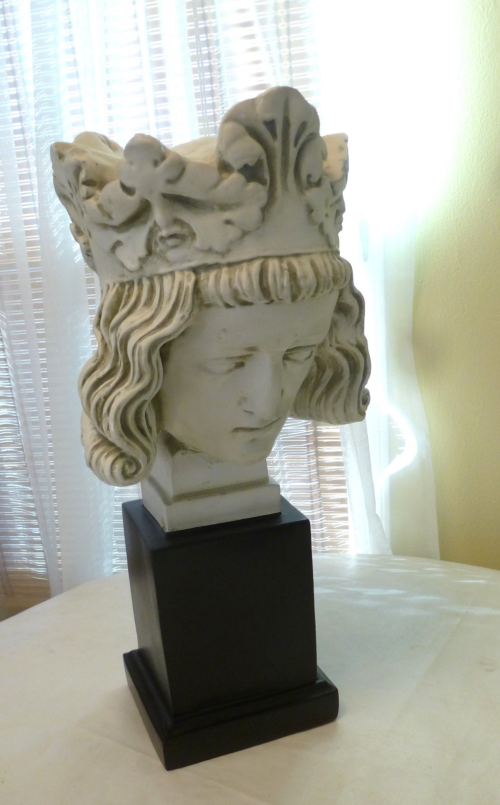 Vintage Classical Art Man Clovis 11 Bust Sculpture On Pedestal Plaster