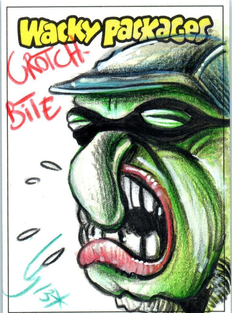 2024 WACKY PACKAGES DRAWN ARTIST SKETCH CARD CROTCH BITE by Greg Trieze 158 2024 WACKY PACKAGES DRAWN ARTIST SKETCH CARD CROTCH BITE by Greg Trieze 158