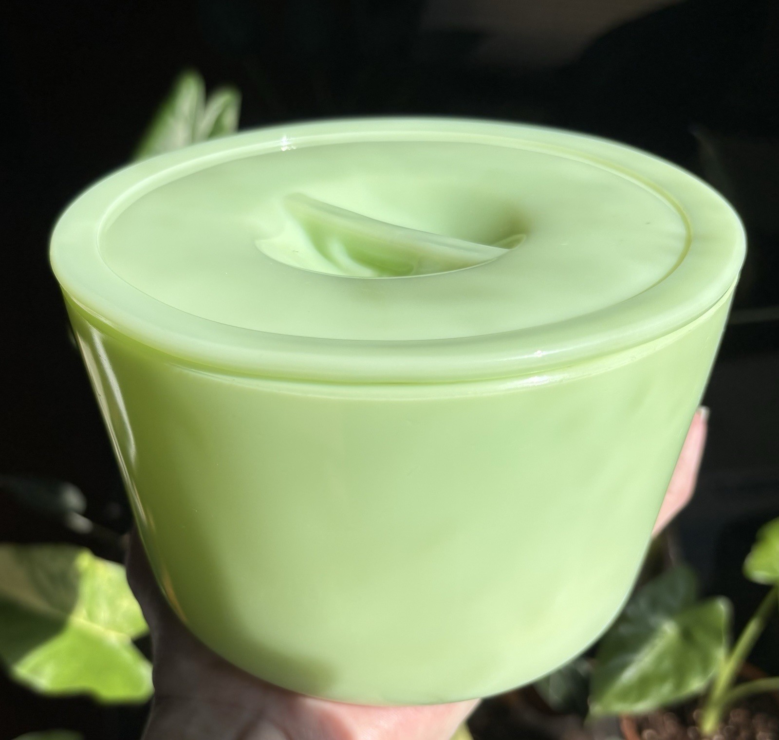 Vintage 1930s Jeannette Jadeite Heavy Round Canister W/ Matching Lid šš©µš¤ Vintage 1930s Jeannette Jadeite Heavy Round Canister W/ Matching Lid šš©µš¤