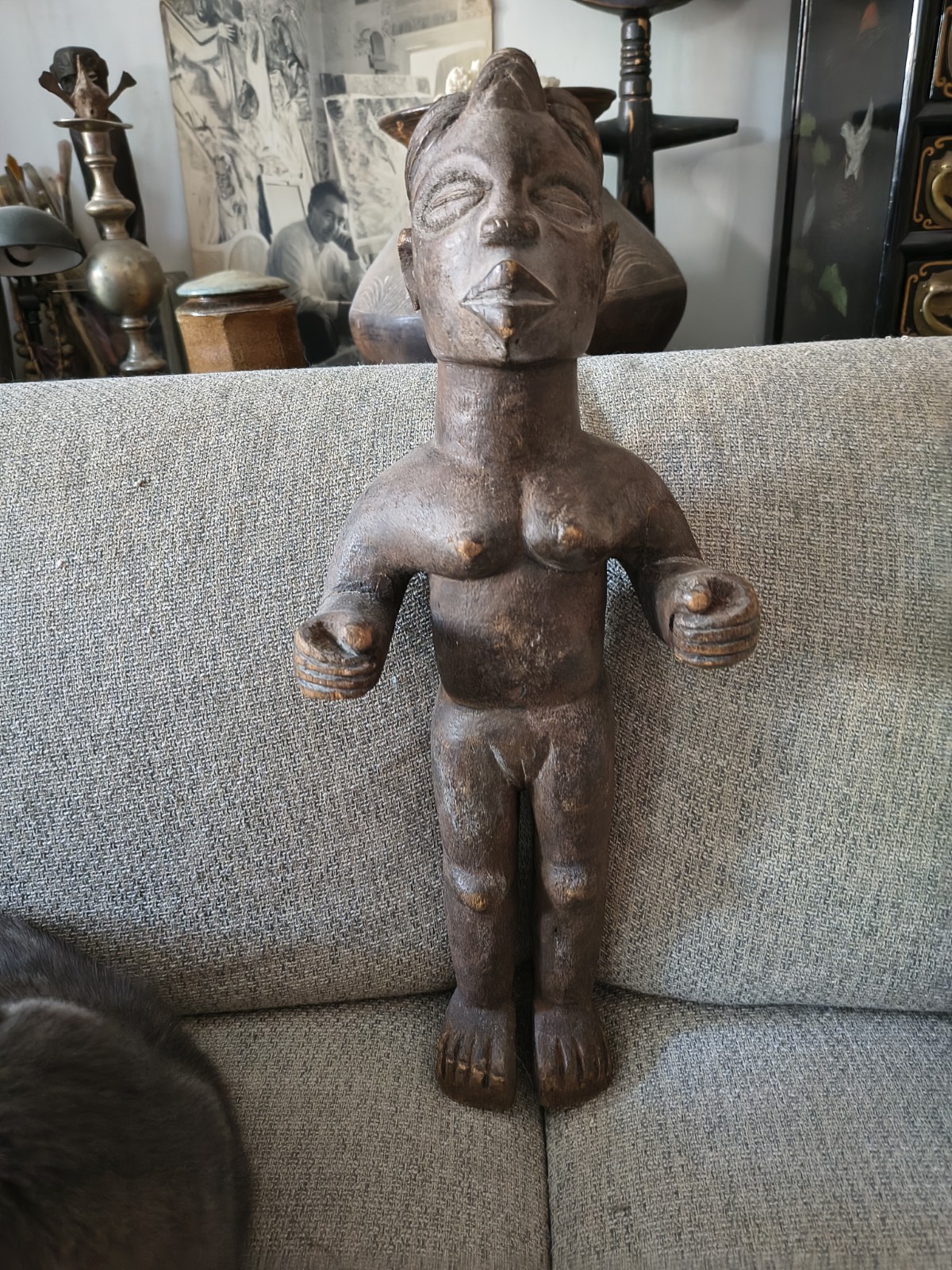 FINE OLD IBIBIO FATTENING HOUSE FIGURE STATUE SCULPTURE HAND CARVED AFRICAN
