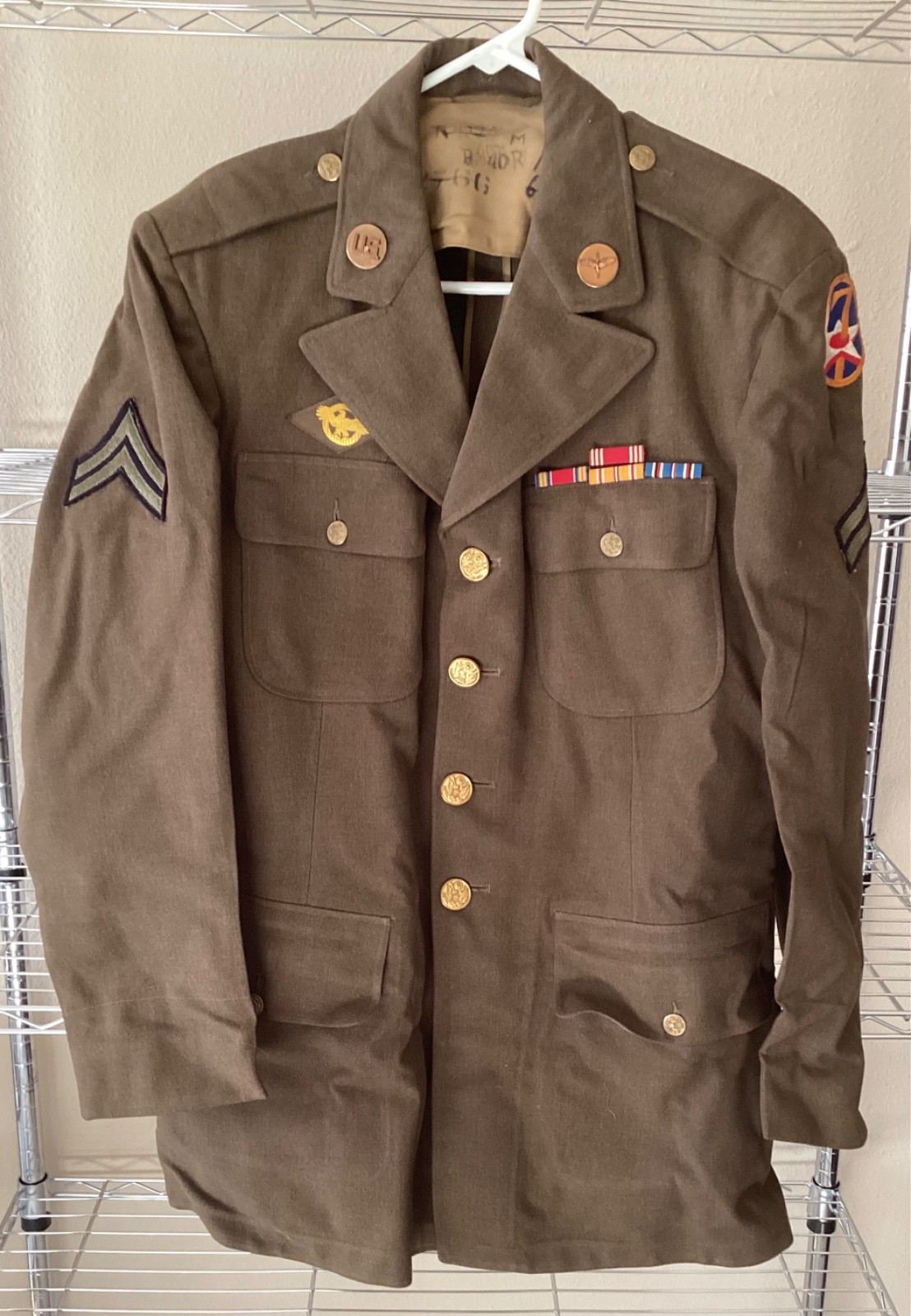 Vintage WWII US Army Air Force’s USAAF Wool Service Jacket w/Medals Pins Named