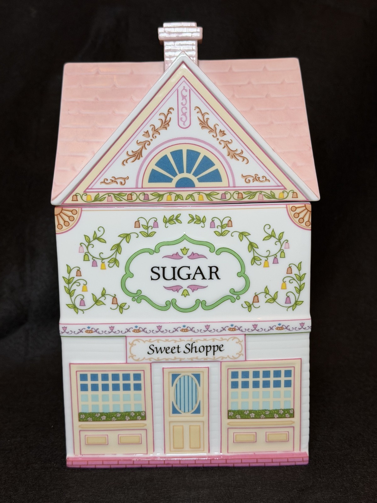 Vintage 1990 Lenox Village Sugar Canister Sweet Shoppe w/ Lid Spice Village Mint