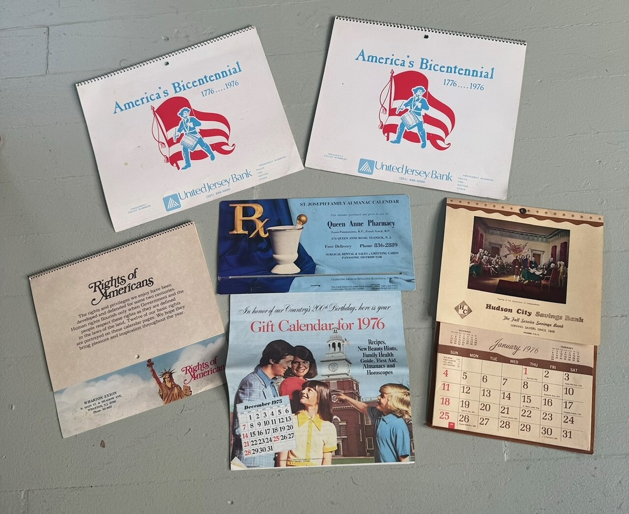 Lot of 5 Vintage 1976-1977 Calendars Americas Bicentennial United Jersey Bank NJ Lot of 5 Vintage 1976-1977 Calendars Americas Bicentennial United Jersey Bank NJ