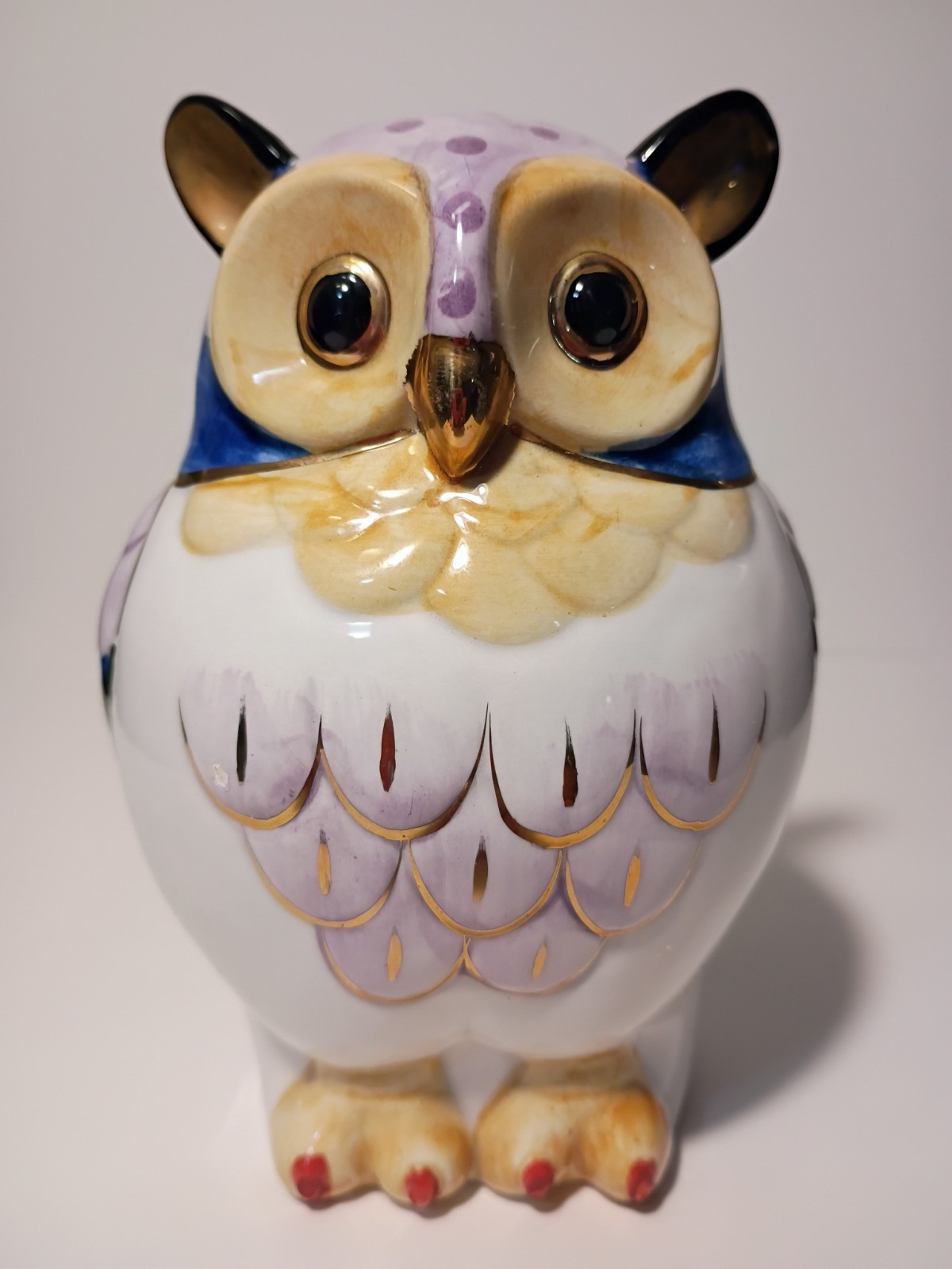 🔥1986 VINTAGE PORCELAIN OWL BY ANDREA #7596 BLUE, GOLD, & WHITE FIGURINE🔥 🔥1986 VINTAGE PORCELAIN OWL BY ANDREA #7596 BLUE, GOLD, & WHITE FIGURINE🔥