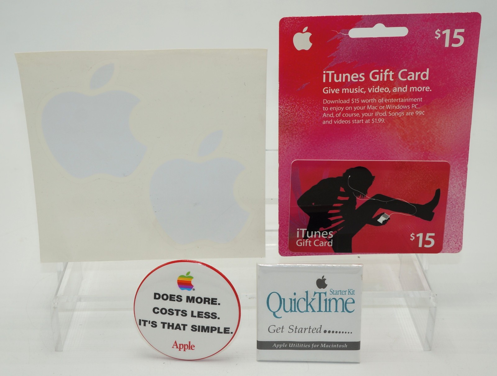 Vintage Apple Computer Pinback Buttons Sticker Advertising Unused $15 iTunes New