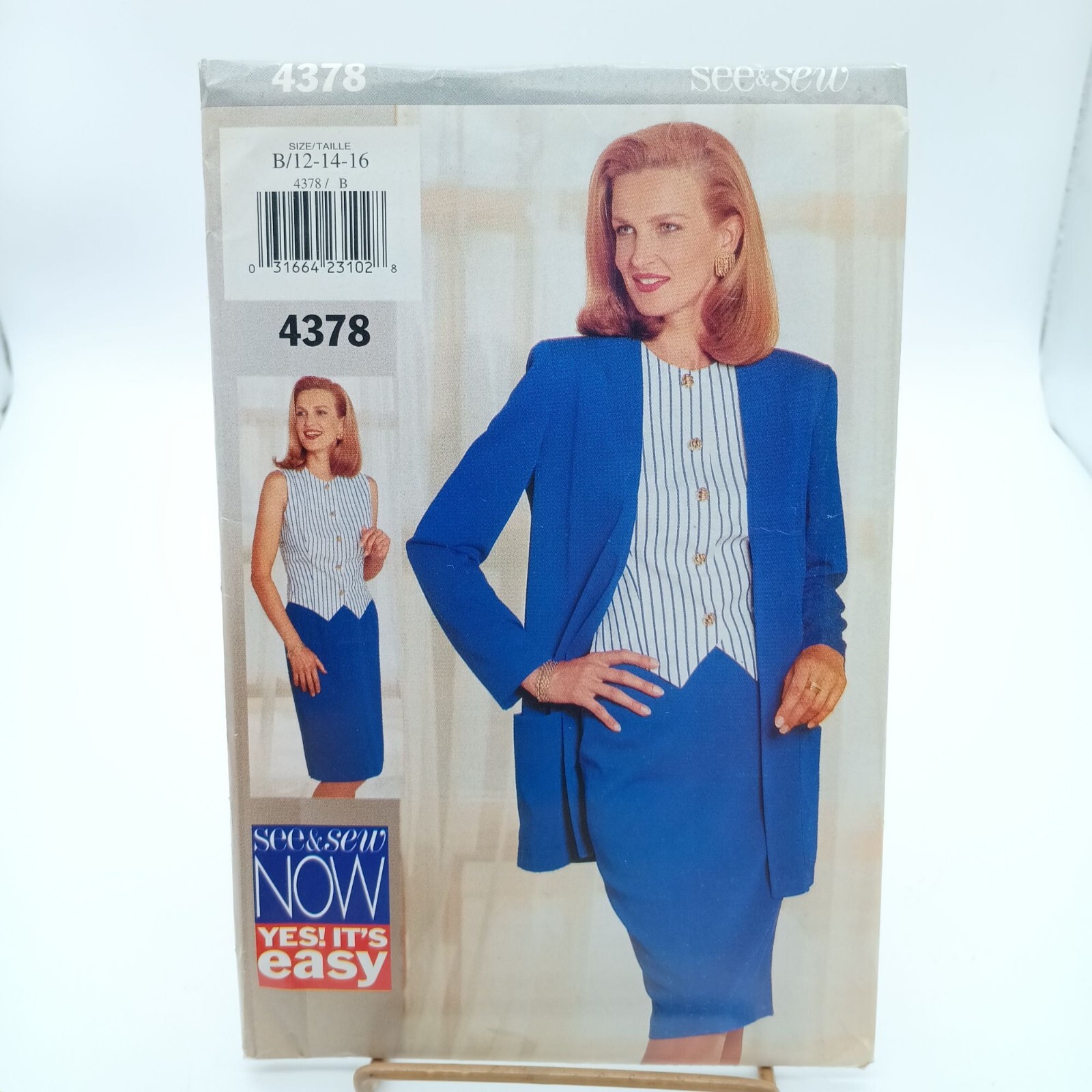 UNCUT Butterick See & Sew Pattern 4378 Misses Jacket Skirt & Top Sizes 12-16 Vin