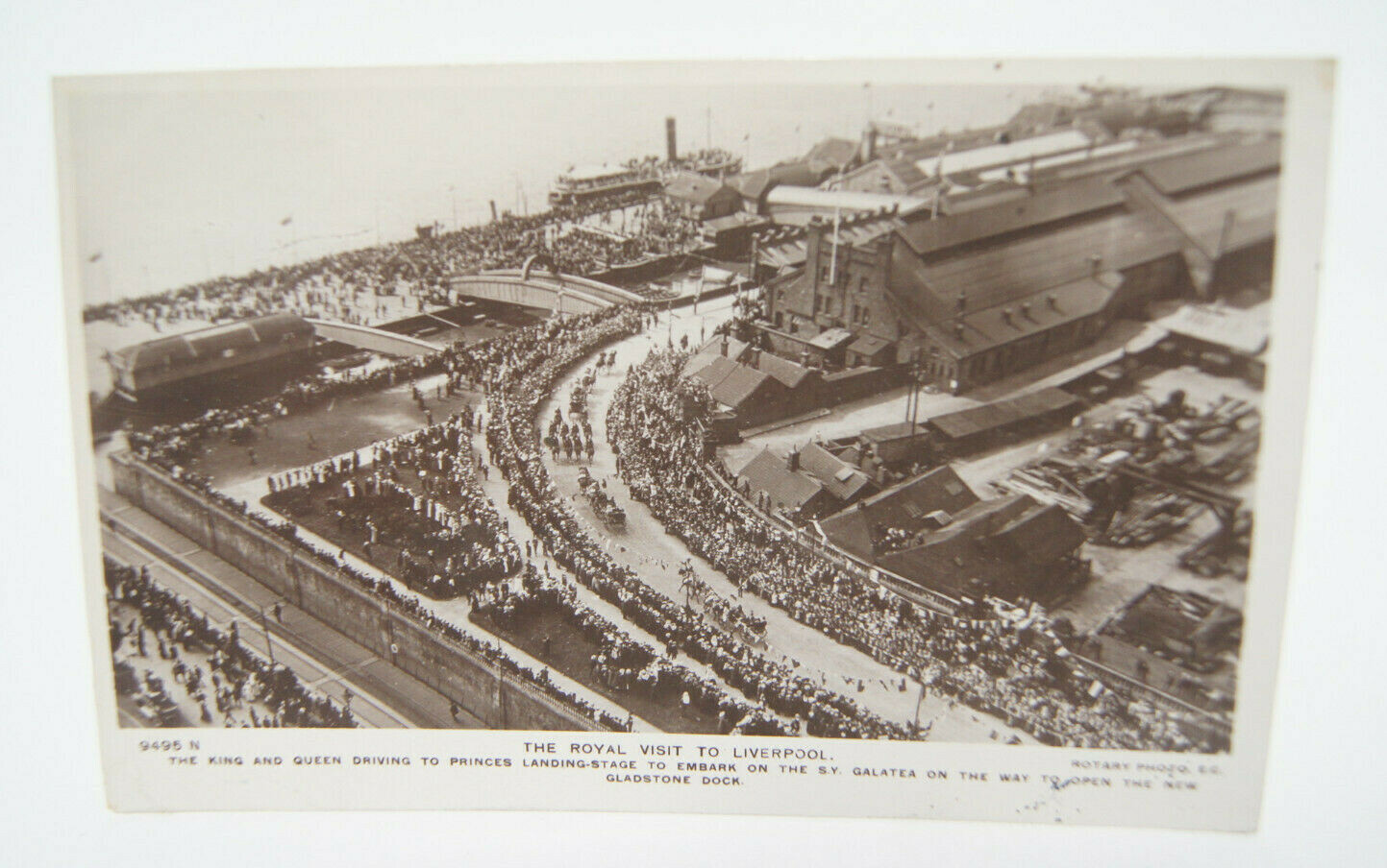 c.1913 The Royal Visit To Liverpool King & Queen Driving Vintage Postcard RPPC