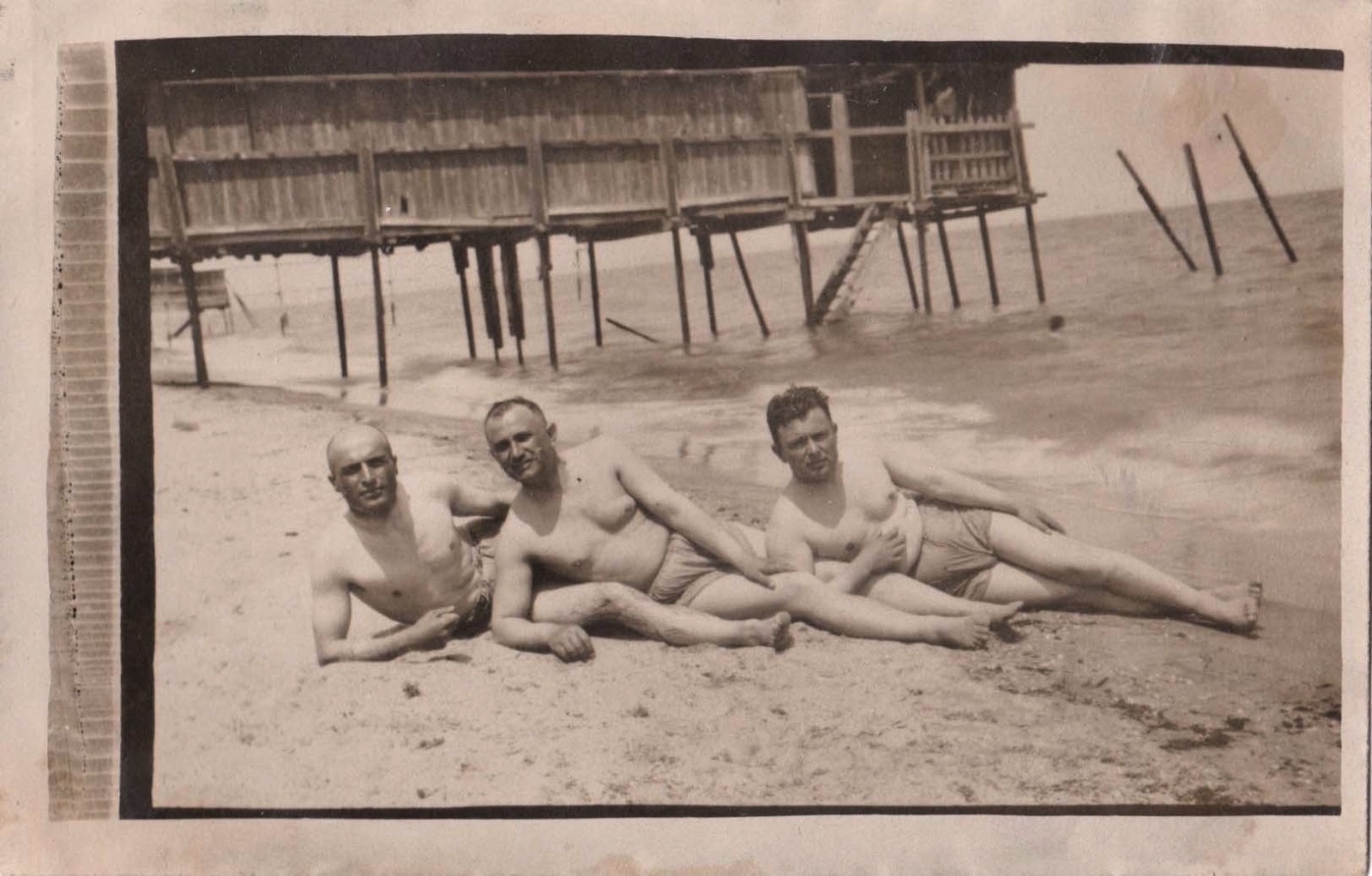 Vintage Leonar RPPC - 3 handsome men on beach - Affectionately- Gay interest Vintage Leonar RPPC - 3 handsome men on beach - Affectionately- Gay interest