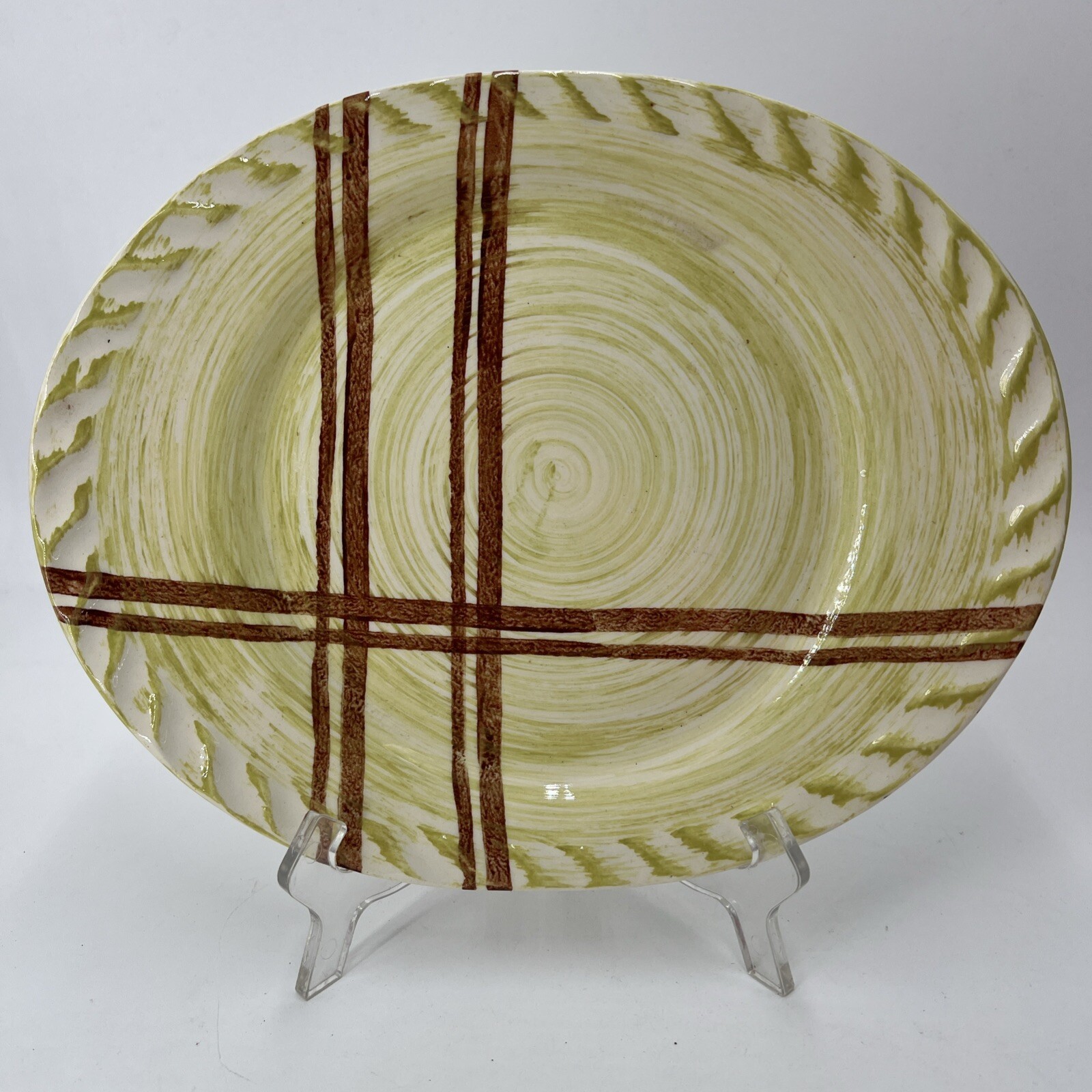 PV09325 Vintage Blue Ridge Southern Potteries PIEDMONT PLAID 12\