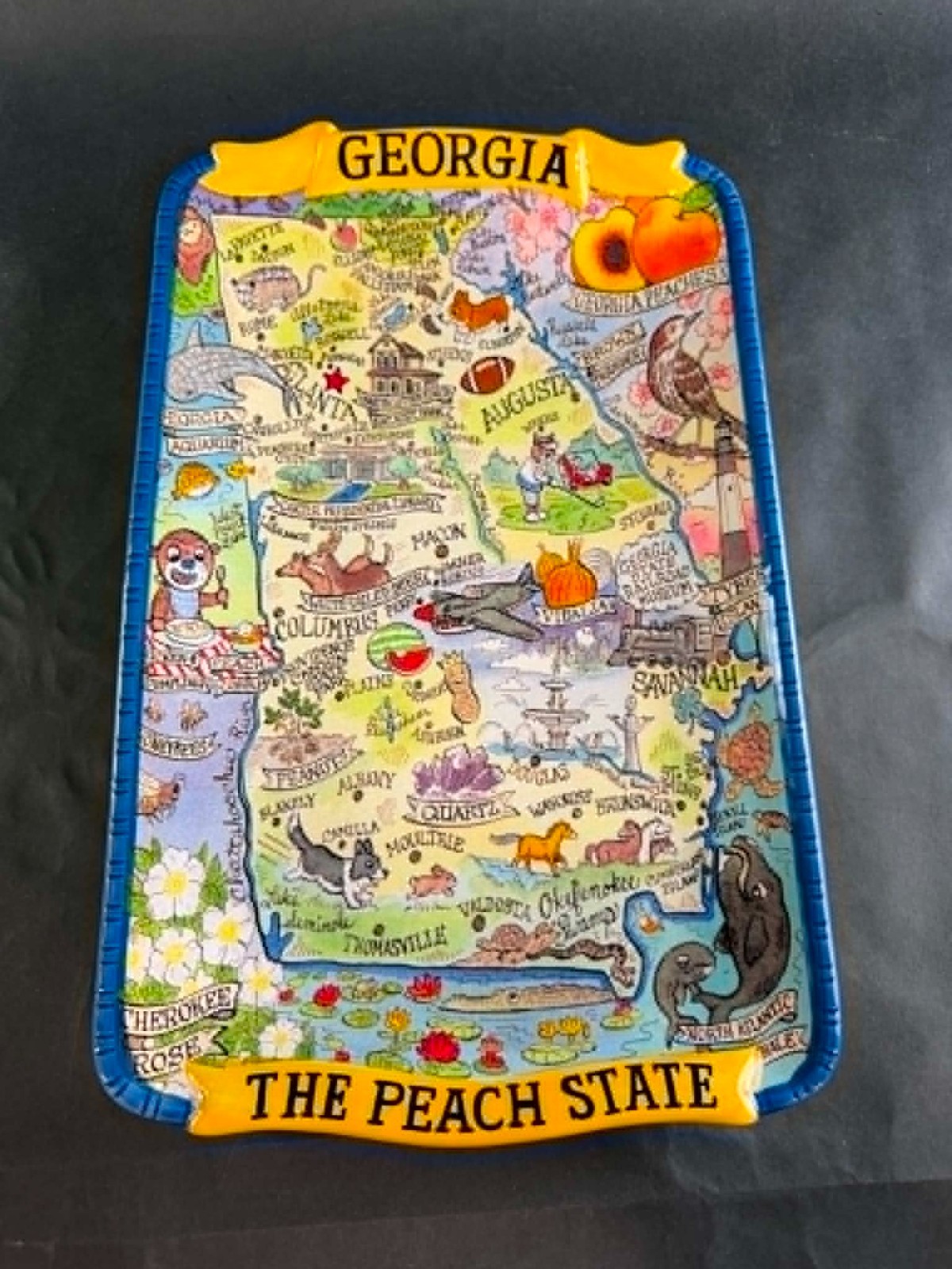 Georgia State Ceramic Serving Tray Map of What Georgia is Known For Georgia State Ceramic Serving Tray Map of What Georgia is Known For