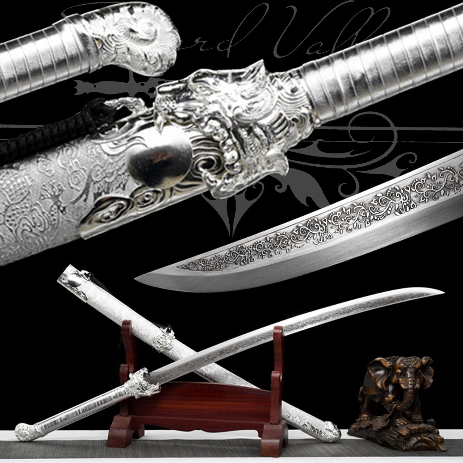 111cm Handmade Katana/High Manganese Steel/Silver/Samurai Sword/Collectible 111cm Handmade Katana/High Manganese Steel/Silver/Samurai Sword/Collectible