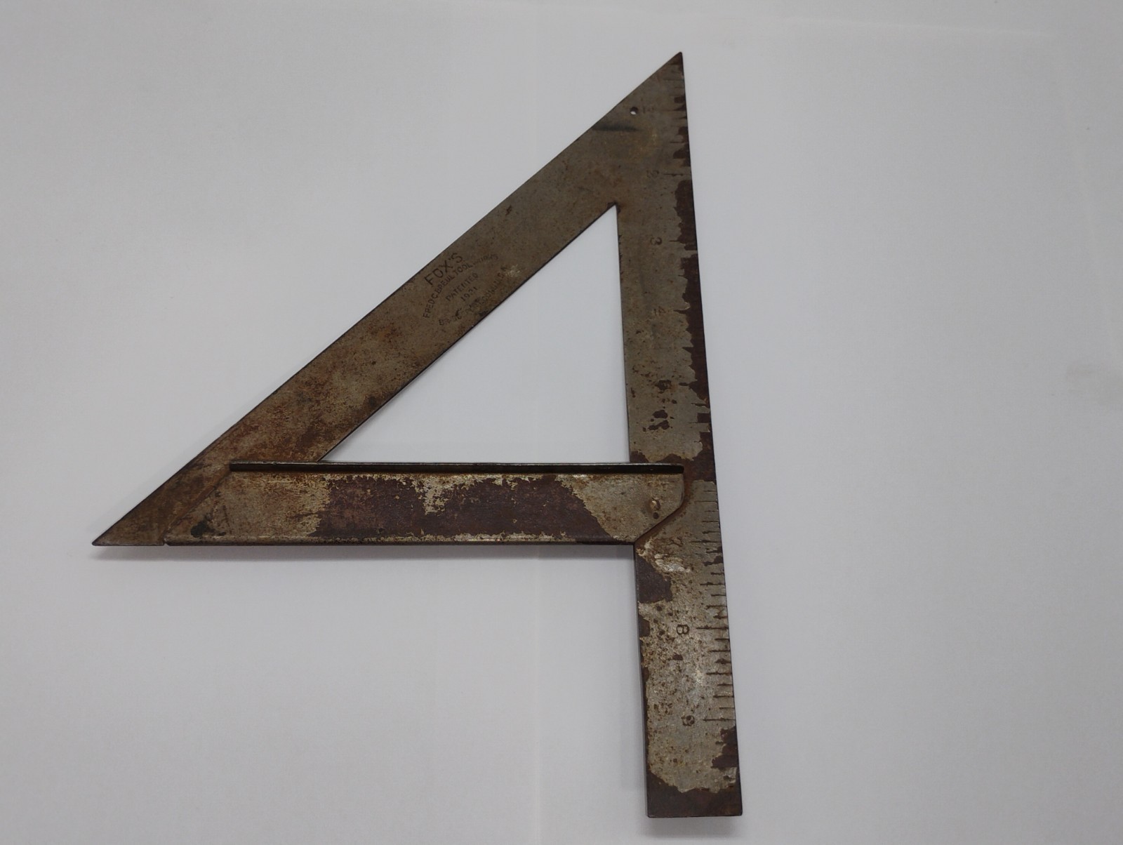Vintage Antique Fred C. Breul Tool Works USA Fox\'s Miter Square Triangle