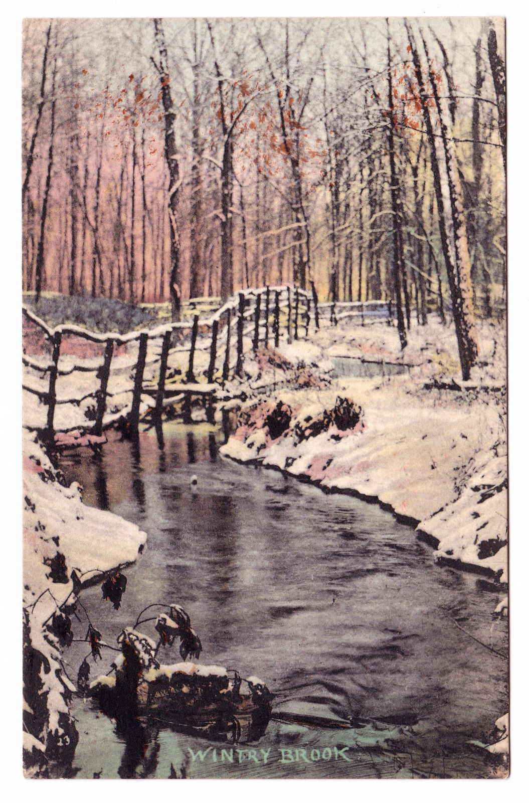 1898 Wintry Brook New Hampshire Postcard NH N.H. Landscape Greetings Color 1898 Wintry Brook New Hampshire Postcard NH N.H. Landscape Greetings Color
