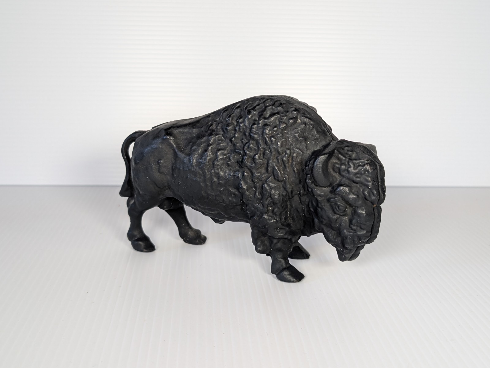 Vintage Cast Iron Buffalo Coin Bank 8” Long