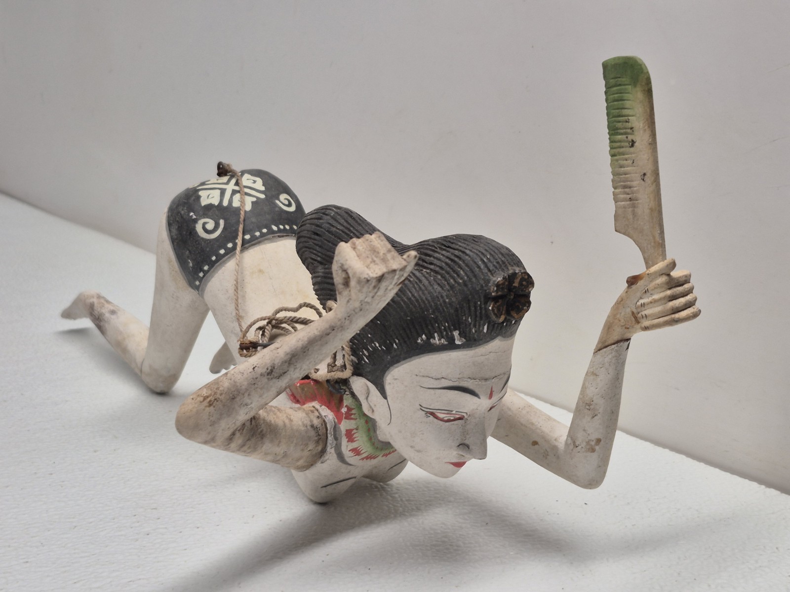 Vintage Balinese Flying Dewi Goddess Hand Carved Wood Hanging Sculpture Bali...