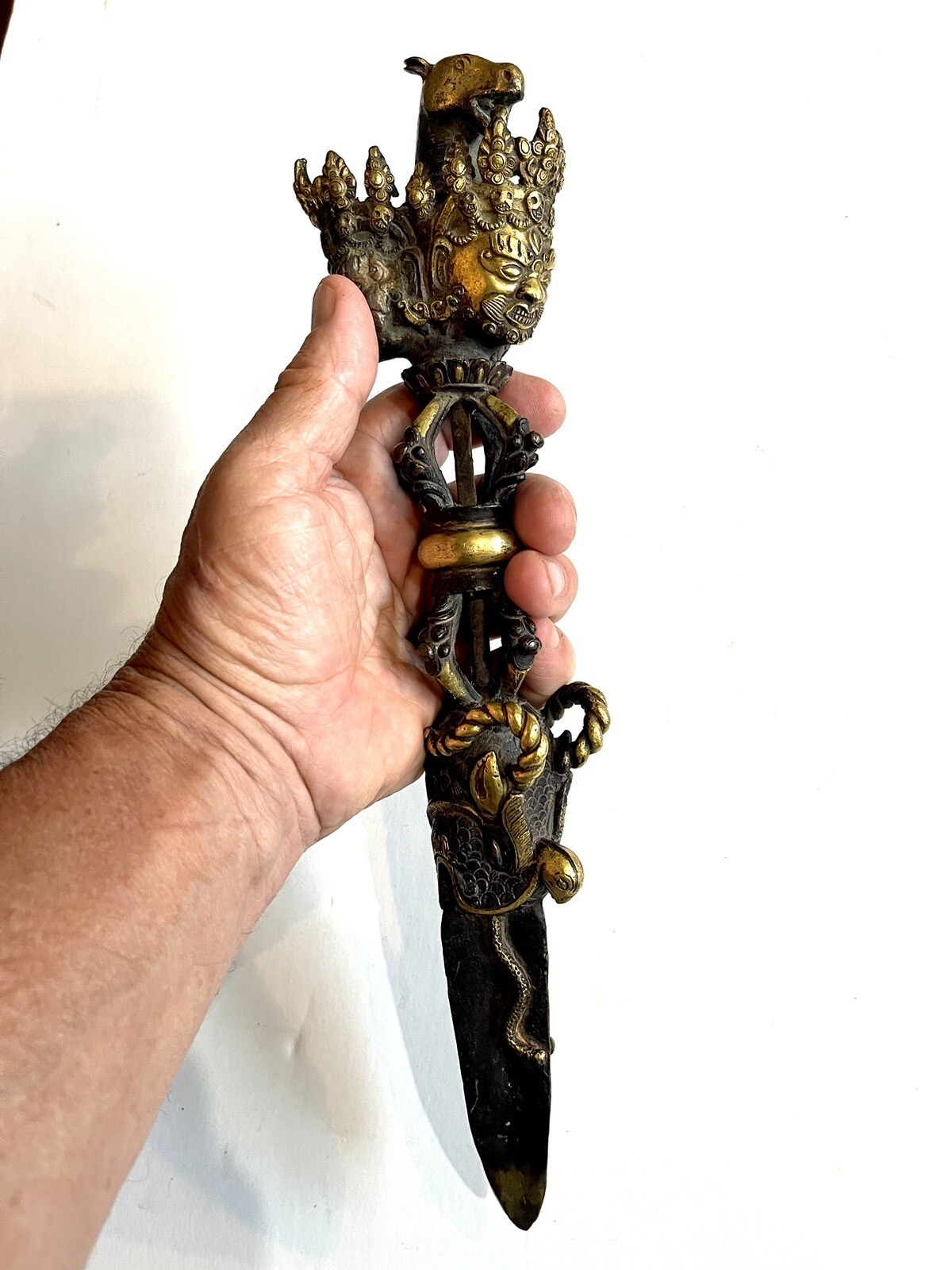 Antique Fine Quality Tibet Buddhist Bronze PHURBA Ritual Ceremonial Dagger Nepal Antique Fine Quality Tibet Buddhist Bronze PHURBA Ritual Ceremonial Dagger Nepal