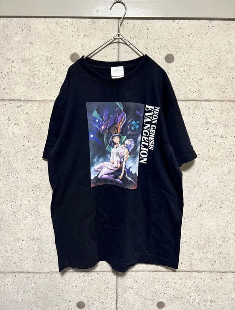 Evangelion Vintage T-Shirt XL Black Shinji & Rei Yoshiyuki Sadamoto Artwork Rare