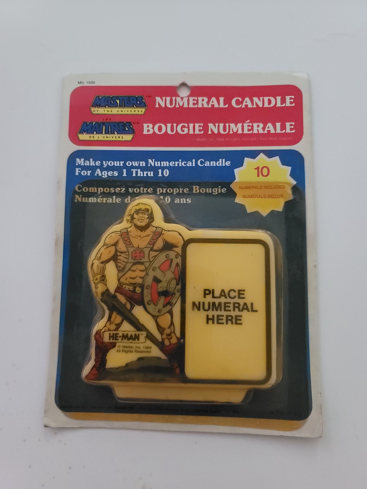 Vintage 1984 MOTU He-Man Numeral Birthday Candle MOC Rare Carded Mattel