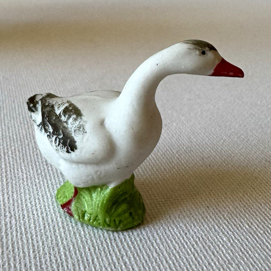 Antique Vintage German Bisque Porcelain Miniature Goose Figurine Germany 6522 Antique Vintage German Bisque Porcelain Miniature Goose Figurine Germany 6522