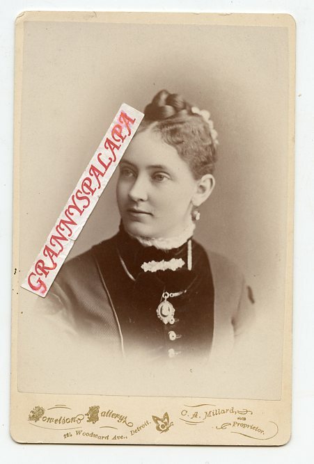 Cabinet Photo - Detroit, Michigan, Pretty Lady, Hair Piece, Millards Studio Cabinet Photo - Detroit, Michigan, Pretty Lady, Hair Piece, Millards Studio