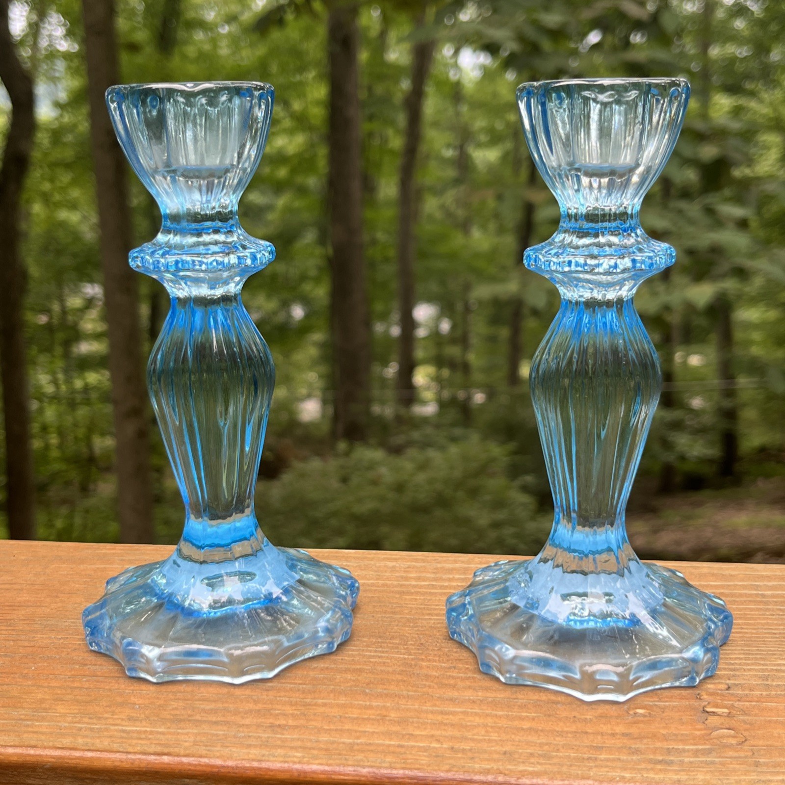 Talking Tables Blue Glass Candle Holders 6” with original tags, Stunning NWT Talking Tables Blue Glass Candle Holders 6” with original tags, Stunning NWT
