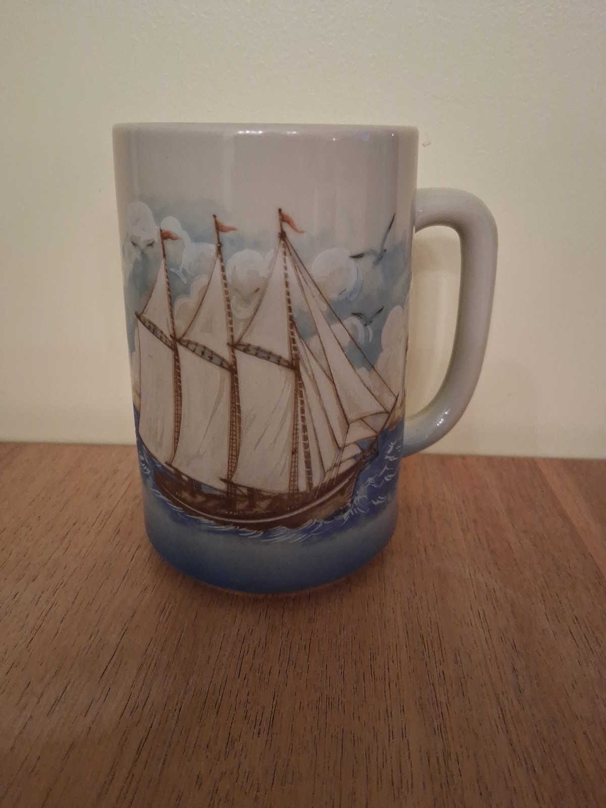 Vintage Otagiri Japan Sailing Ship Mug Nautical Lighthouse Coastal Stoneware
