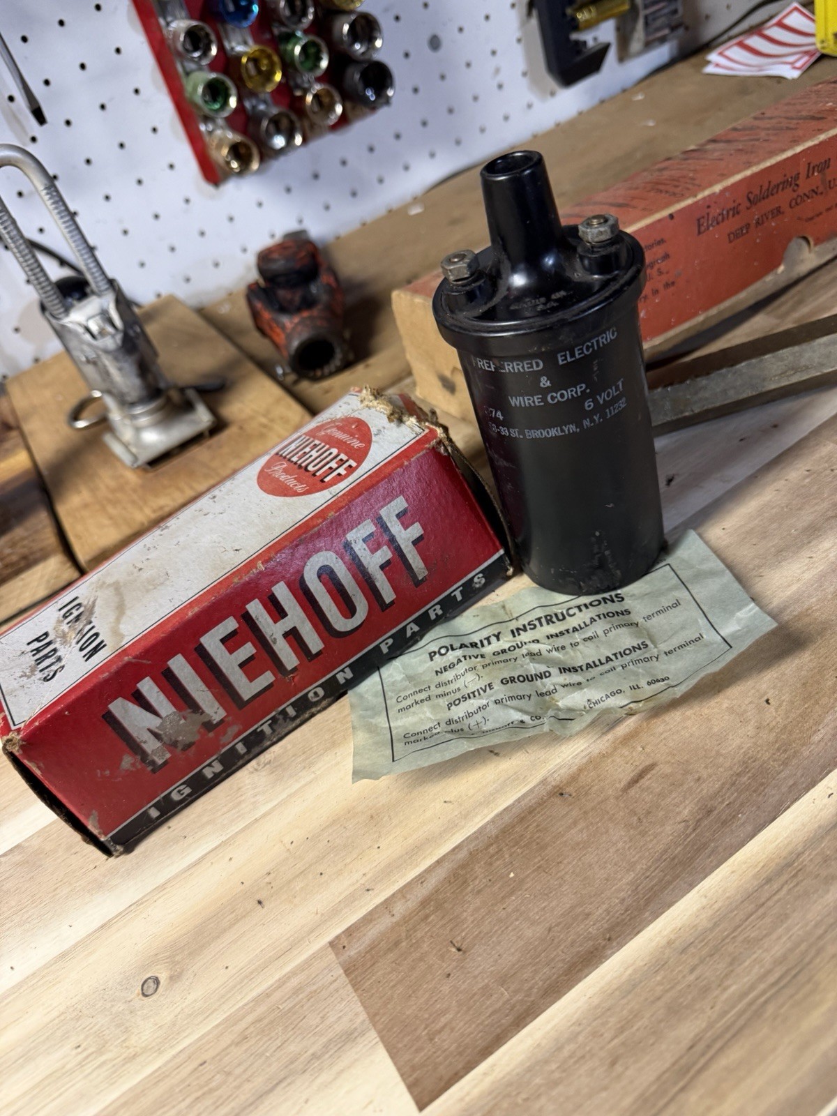 Vintage 1940s–1950s Preferred Electric & Wire Corp. 6V Ignition Coil No. 674”
