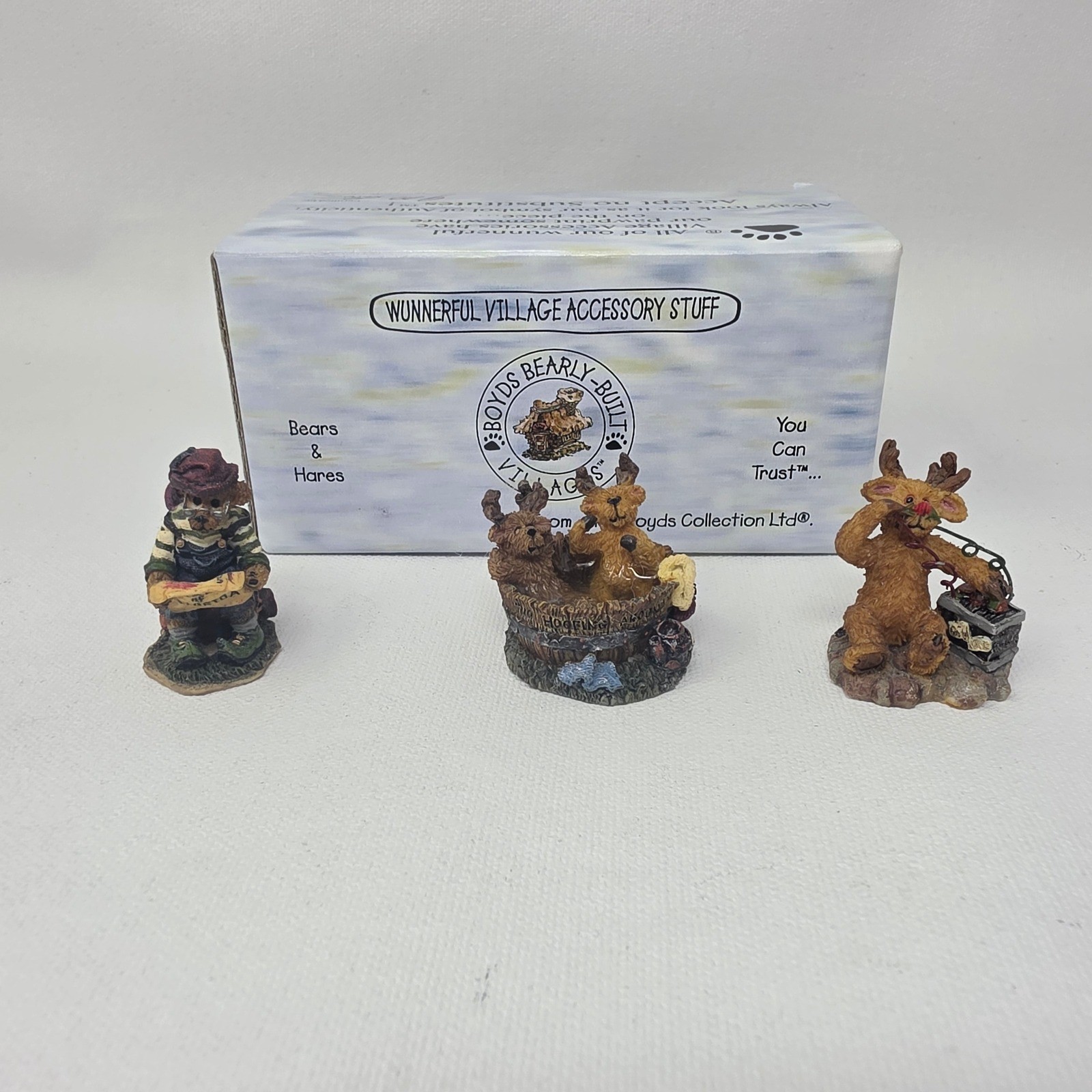 Boyds Bearly-Built Villages Kringle\'s Village Set of 3 Bears in hot tub