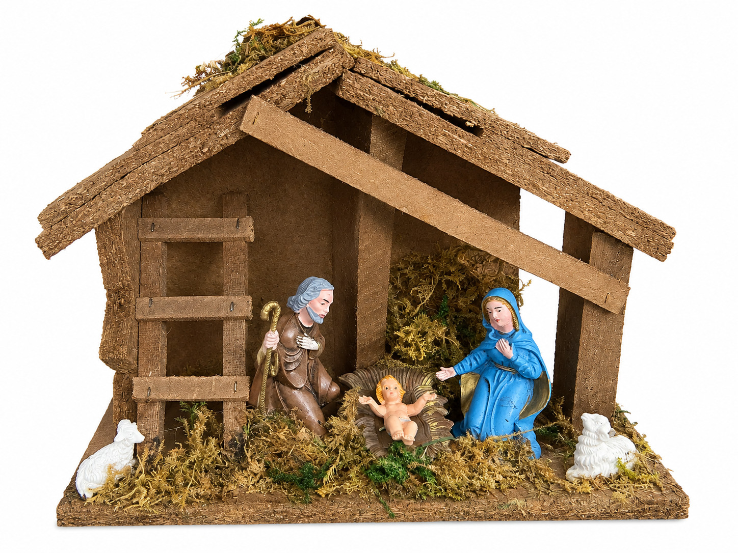 Vintage Nativity Scene Manger Christmas stable Made in Italy Mary Joseph Jesus