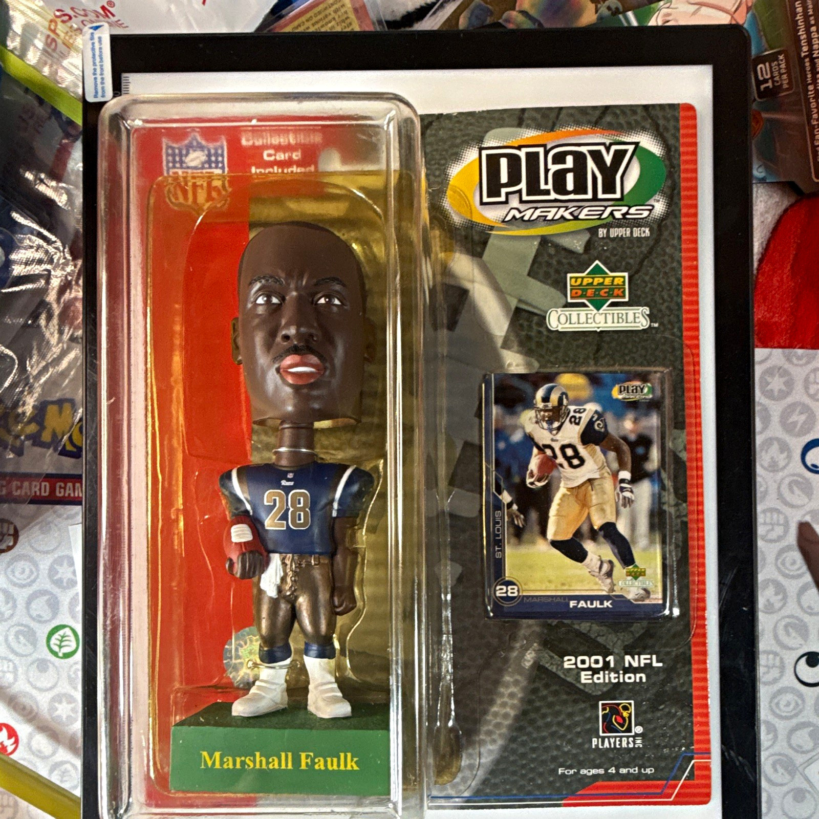 Upper Deck PlayMakers Marshall Faulk NFL Bobblehead 2001 NFL Edition w/ Card Upper Deck PlayMakers Marshall Faulk NFL Bobblehead 2001 NFL Edition w/ Card