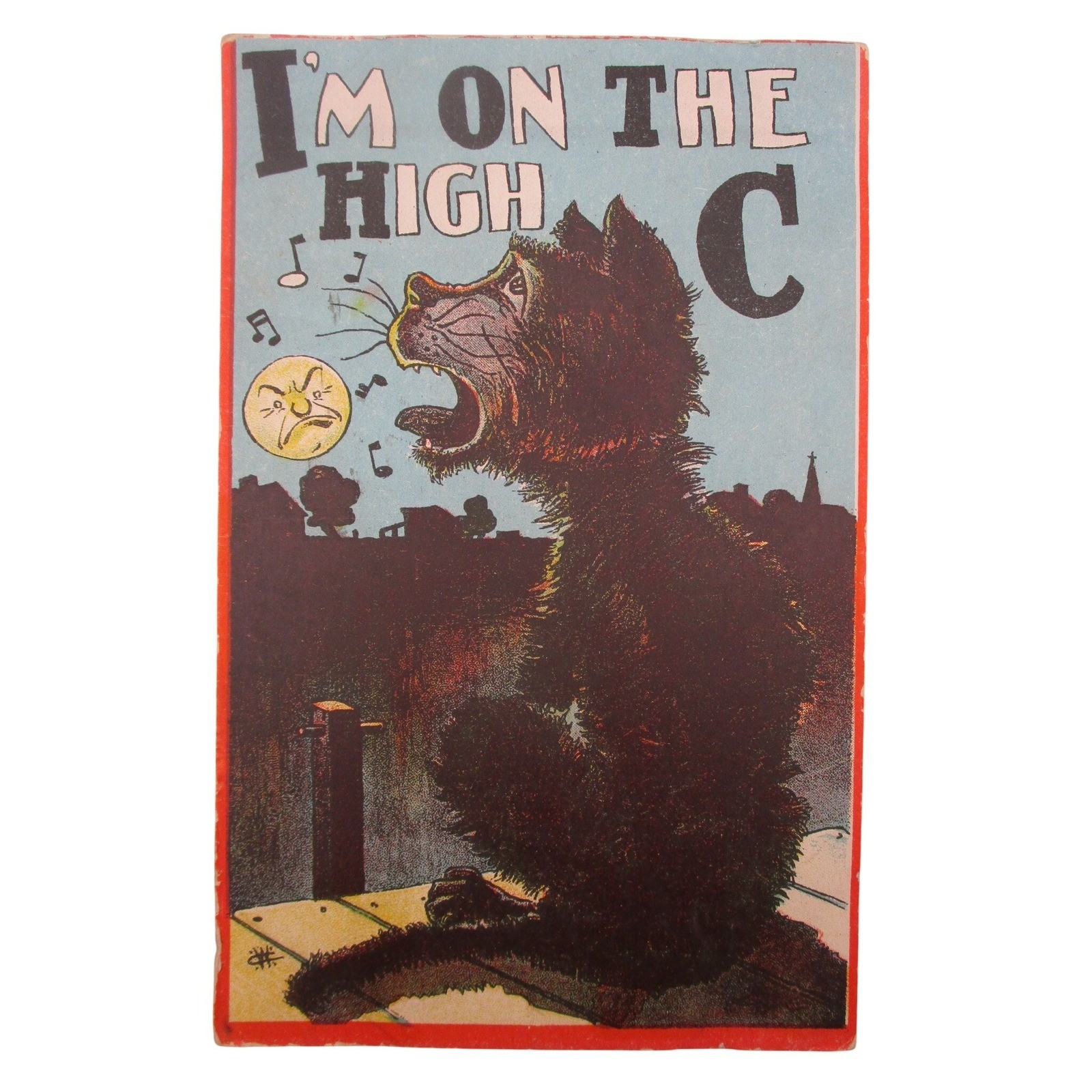 Vintage 1907 High C Singing Black Cat Postcard Humorous Antique Canada Post Card Vintage 1907 High C Singing Black Cat Postcard Humorous Antique Canada Post Card