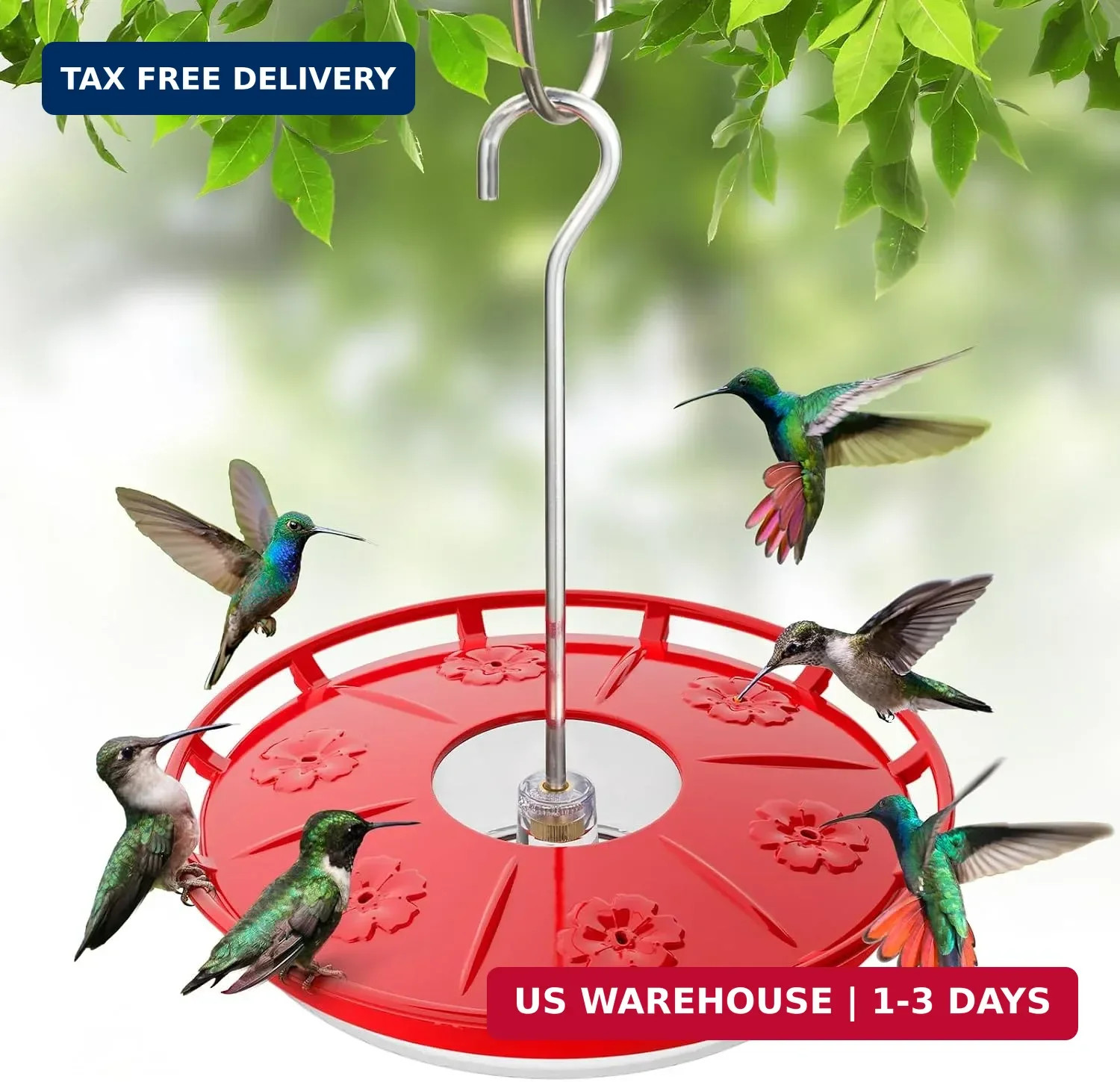 16 OZ Saucer Hummingbird Feeders for Outdoors Hanging, 6 Bee Proof Feeding Ports 16 OZ Saucer Hummingbird Feeders for Outdoors Hanging, 6 Bee Proof Feeding Ports