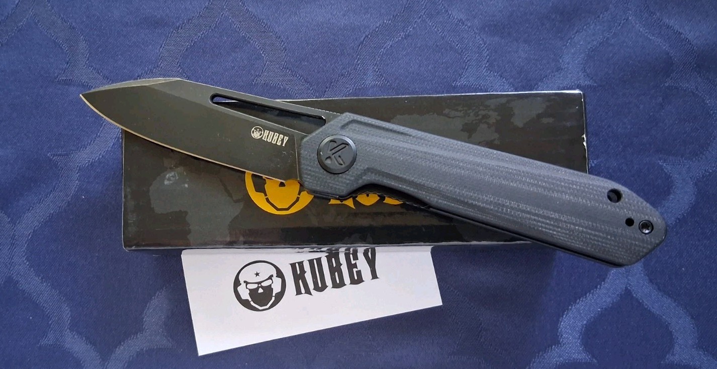 *NEW*🔥 KUBEY EDC Folding Knife w/Black 14C28N Blade & Black G10 Handle (KU321)