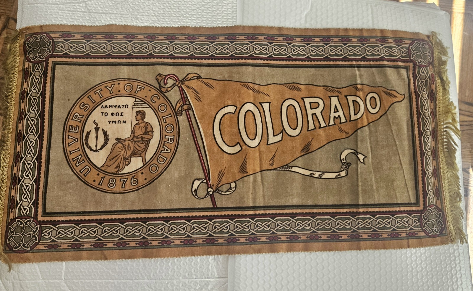 c1910 Vintage Fatima Cigarettes Felt Rug Banner Tobacco - University of Colorado