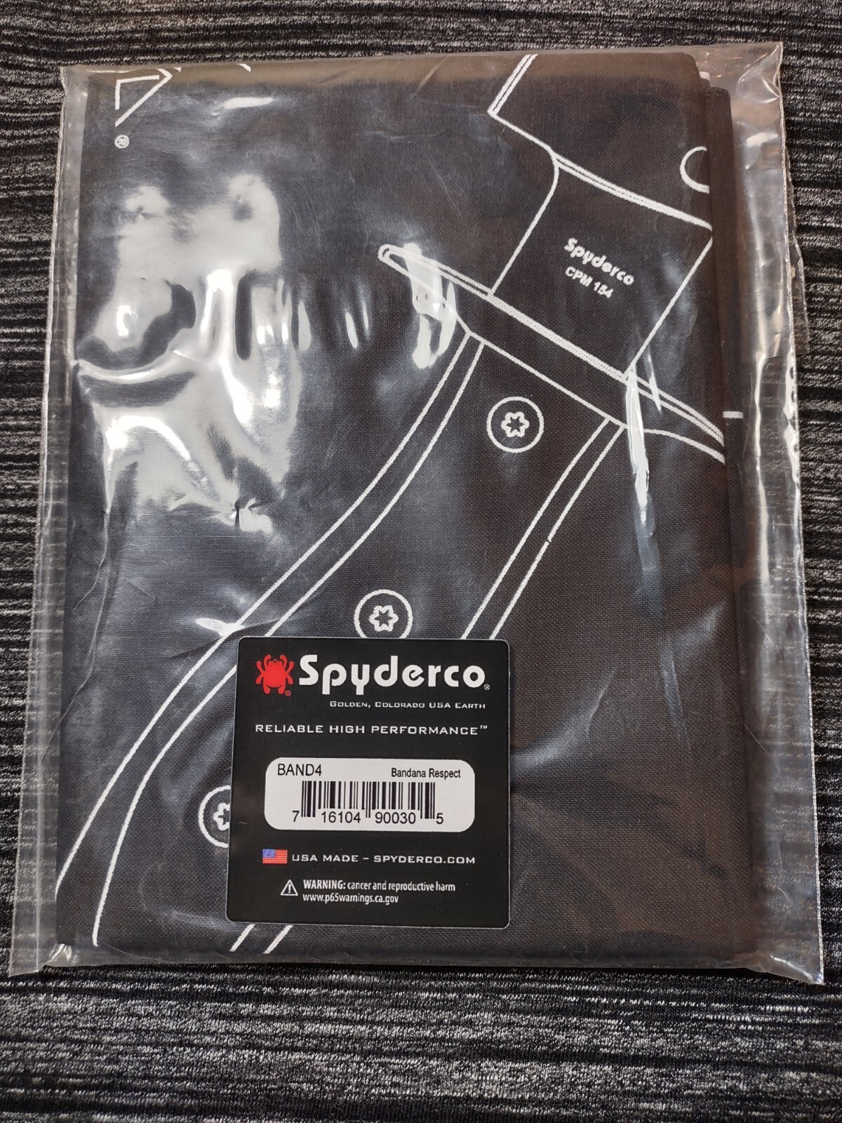 🔥Rare Genuine Spyderco Respect Handkerchief Huge 26x26 XL Bandana EDC Display