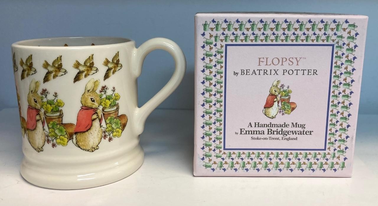 Emma Bridgewater Peter Rabbit Flopsy by Beatrix Potter 1/2 Pint Mug Original Box