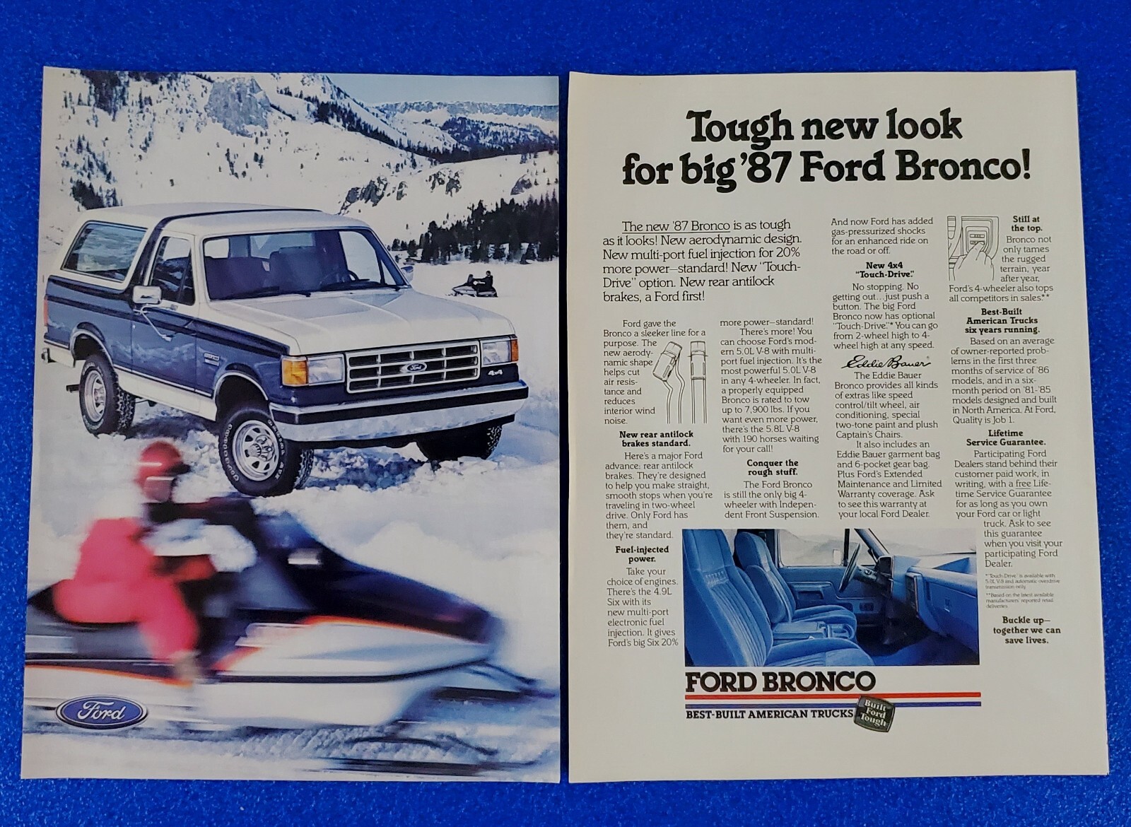 1987 Ford Bronco 4X4 Truck Vintage 2 PG Print Ad Hunting Fishing Camping Legend 1987 Ford Bronco 4X4 Truck Vintage 2 PG Print Ad Hunting Fishing Camping Legend