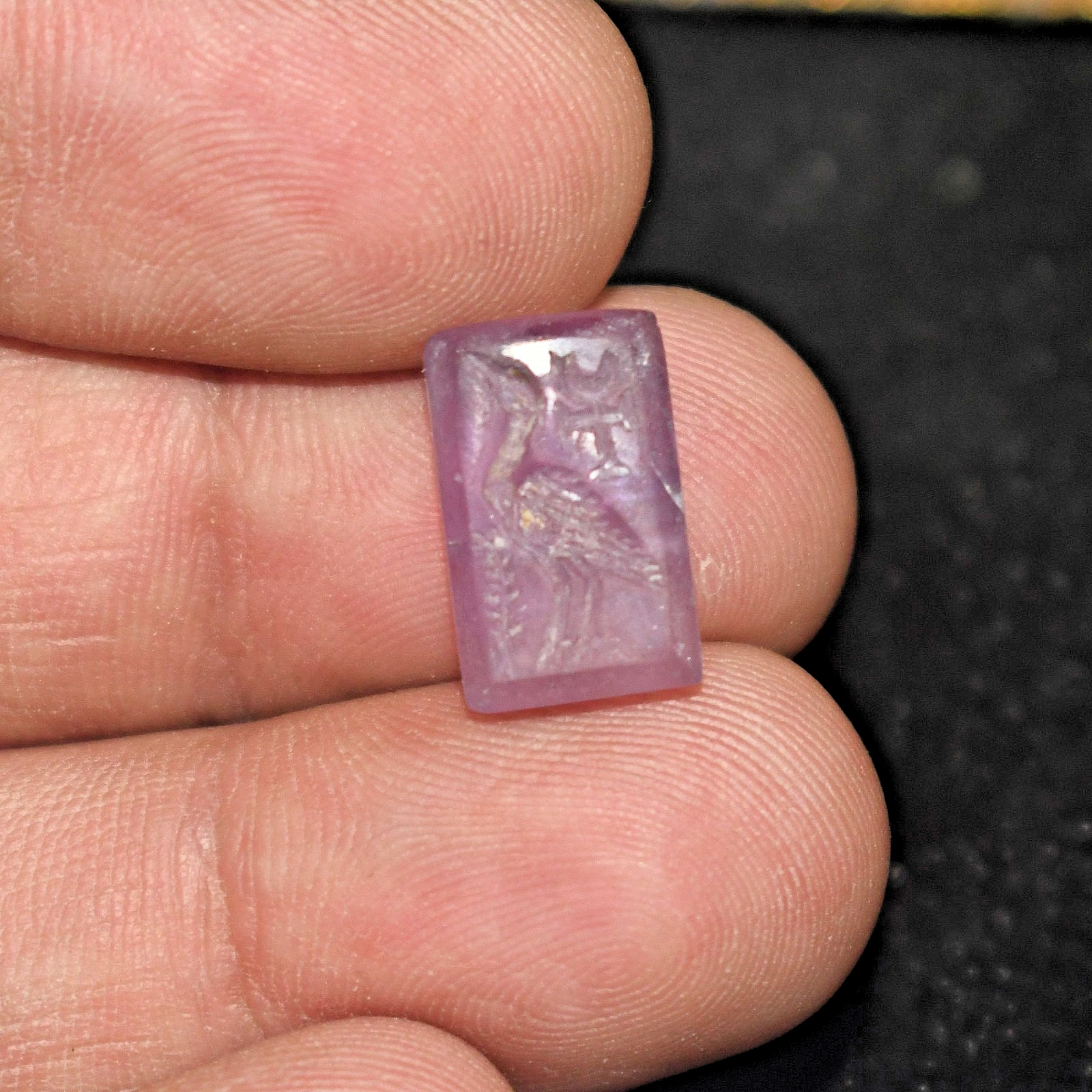 Ancient Roman Amethyst Stone Intaglio Seal Circa 1st - 3rd Century CE