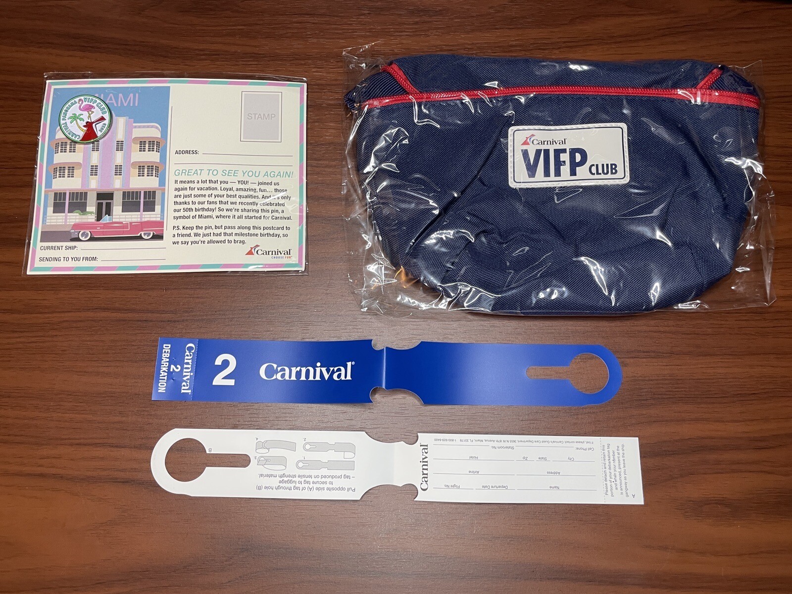 NEW Carnival Panorama VIFP Ship pin 2x luggage tag Cross body travel bag Pack