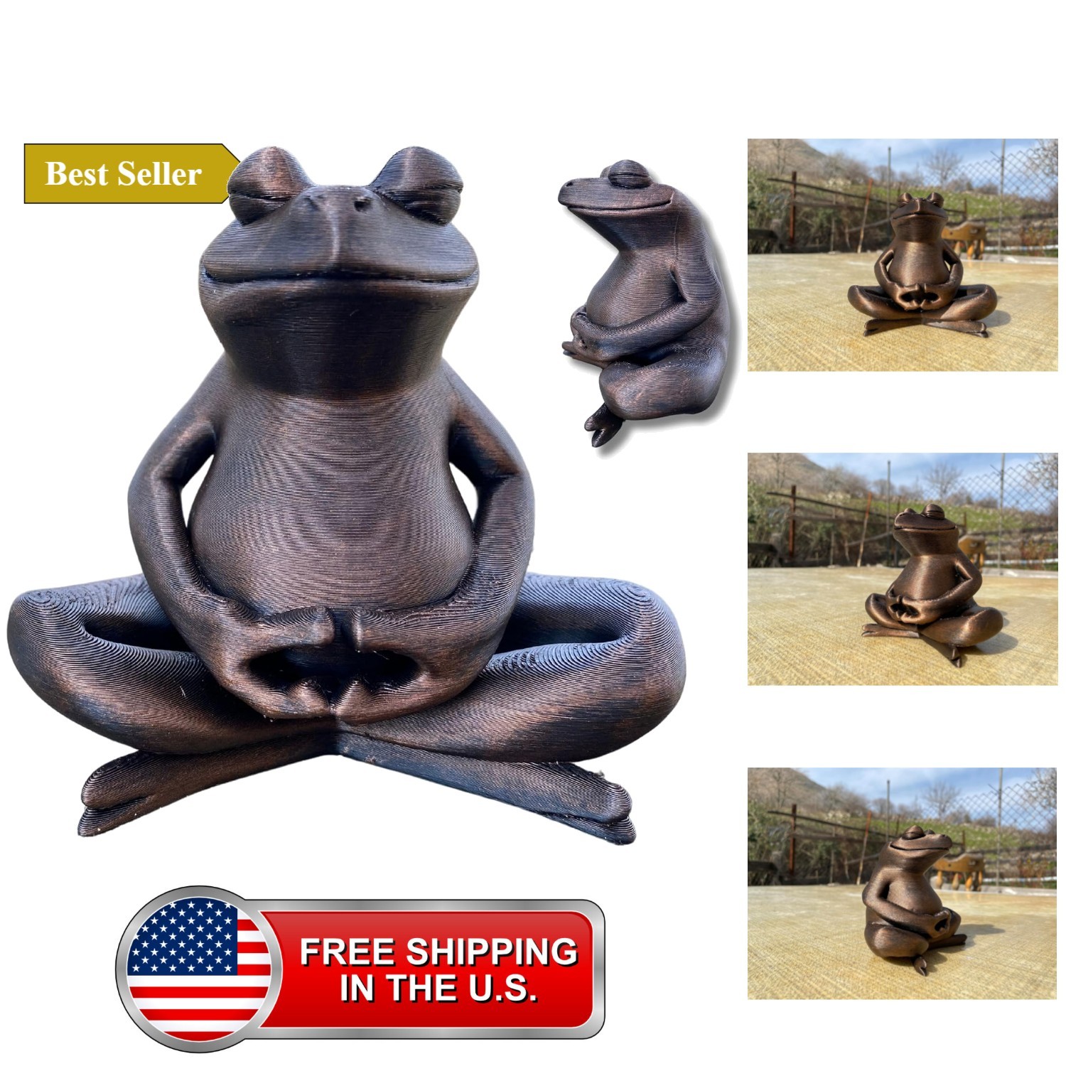 Meditating Frog Figurine – Hand-Painted Zen Yoga Frog Statue – Relaxation & M...
