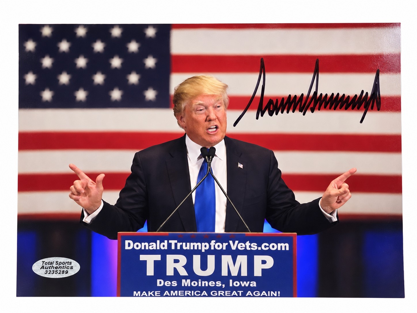 Donald Trump US President Signed Autographed 8x10 Iowa Rally  Photograph w/ COA