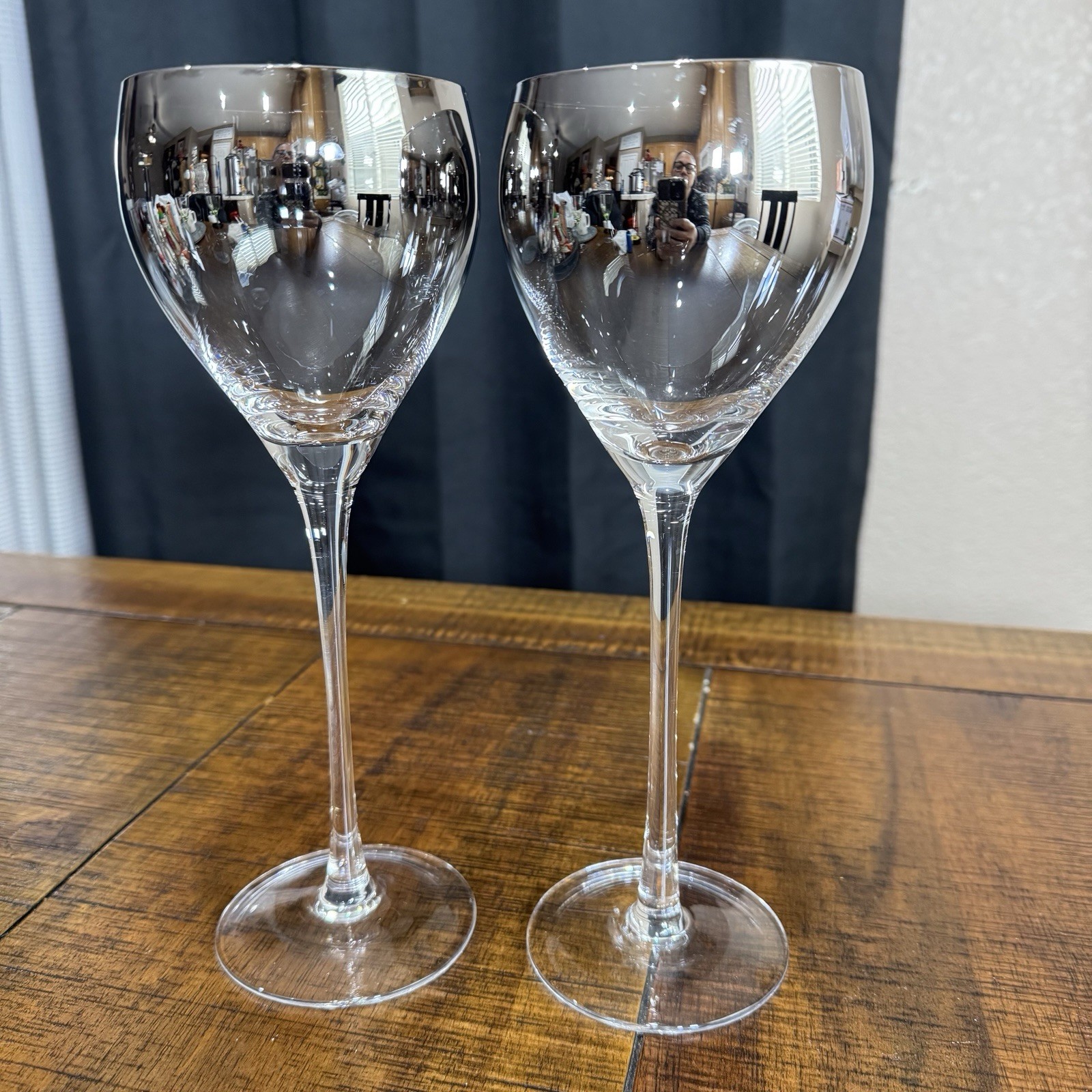 Mercury Ombre Wine Glasses Set of 2 Classic Metallic Fade Tall Elegant Barware Mercury Ombre Wine Glasses Set of 2 Classic Metallic Fade Tall Elegant Barware