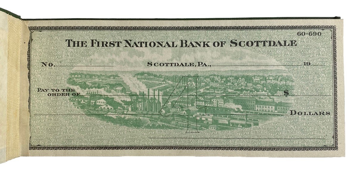 First National Bank of Scottdale Pennsylvania PA Antique 1910s Full Checkbook
