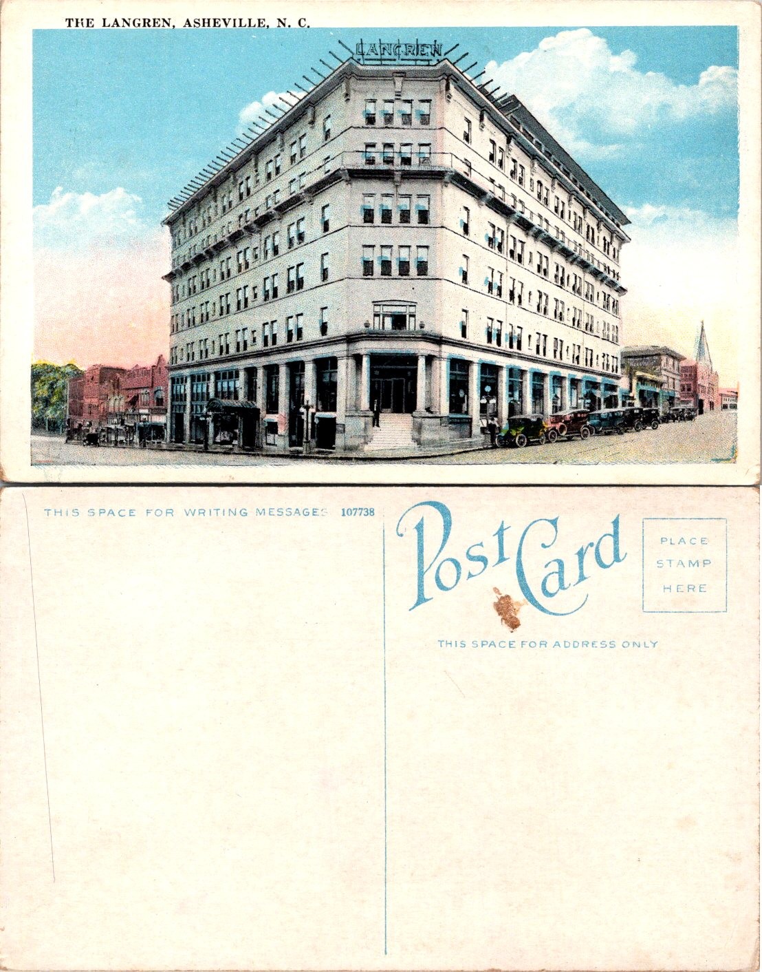 Historical Postcard of The Langren Building Asheville NC