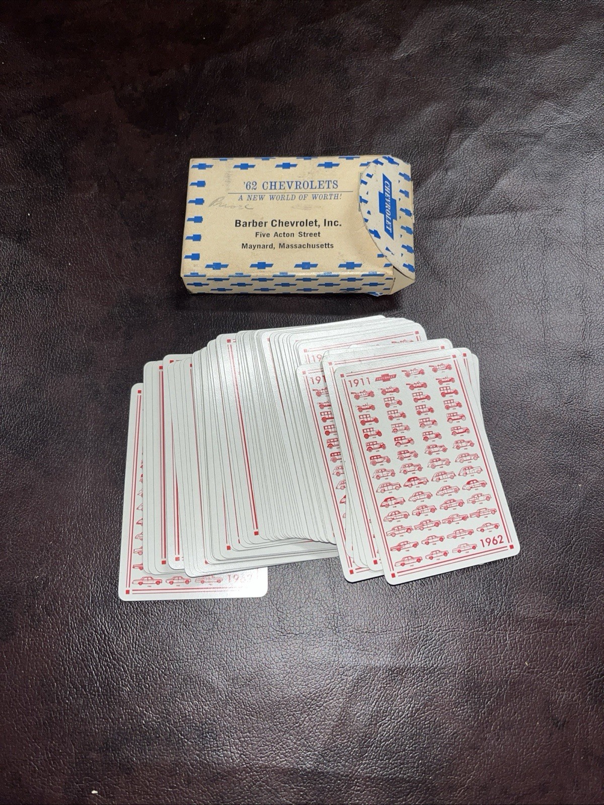 1962 Vintage Barber Chevrolet Maynard, Massachusetts Deck Of Playing Cards Compl 1962 Vintage Barber Chevrolet Maynard, Massachusetts Deck Of Playing Cards Compl