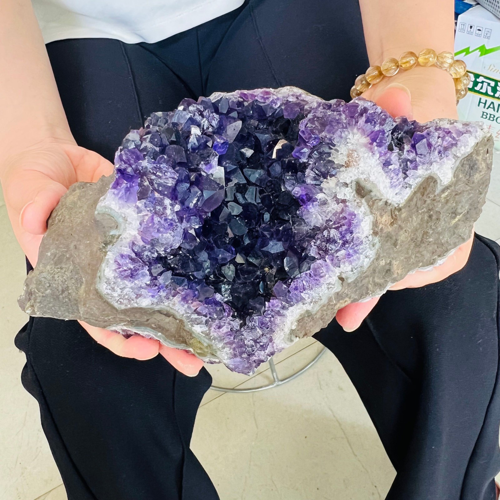 3.96LB Natural amethyst crystal cave raw stone mineral specimen 1800g