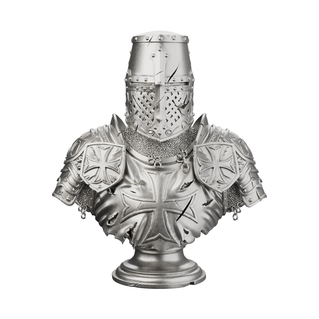 War-Torn Crusader Statue Solid .999 Fine Silver Made to Order 3-12 oz t