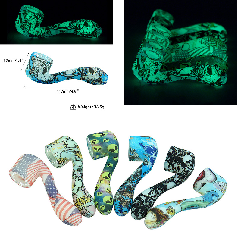 Smoking Pipes Glass Bowl Hand Pipe Collectible Tobacco Hookah Glows in the dark